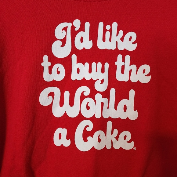 ✨2 for $5✨ Coca Cola Cropped Red Sweatshirt Size Small - Picture 5 of 8